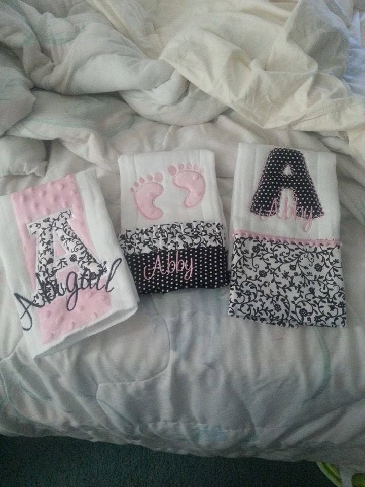 Personalized Burp Cloths set of three