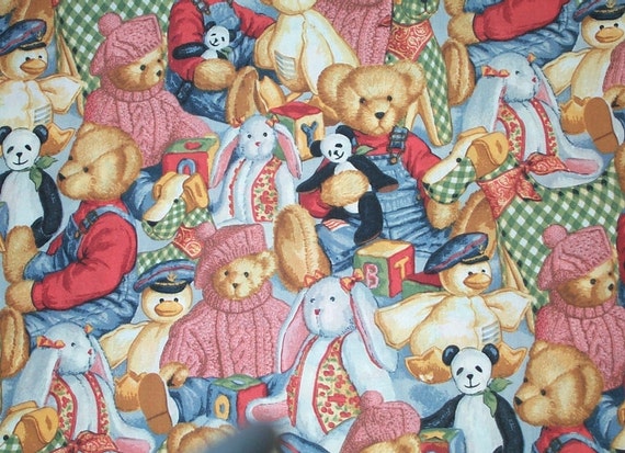 Blue Jean Teddy Bear Packed Toys Baby Kids Nursery by Fabrics4Kids