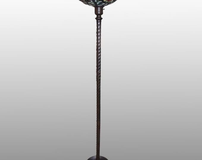 Storewide 25% Off SALE Vintage Tiffany Style Swivel Bronze Base Torch Decorative Floor Lamp Featuring Berry Floral Inspired Shade