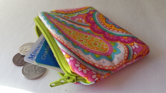Items similar to paisley pattern zippered coin purse, small zippered pouch, gift idea, on Etsy