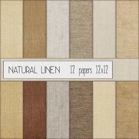 Natural Linen Digital Scrapbook Paper Set of 12 Instant