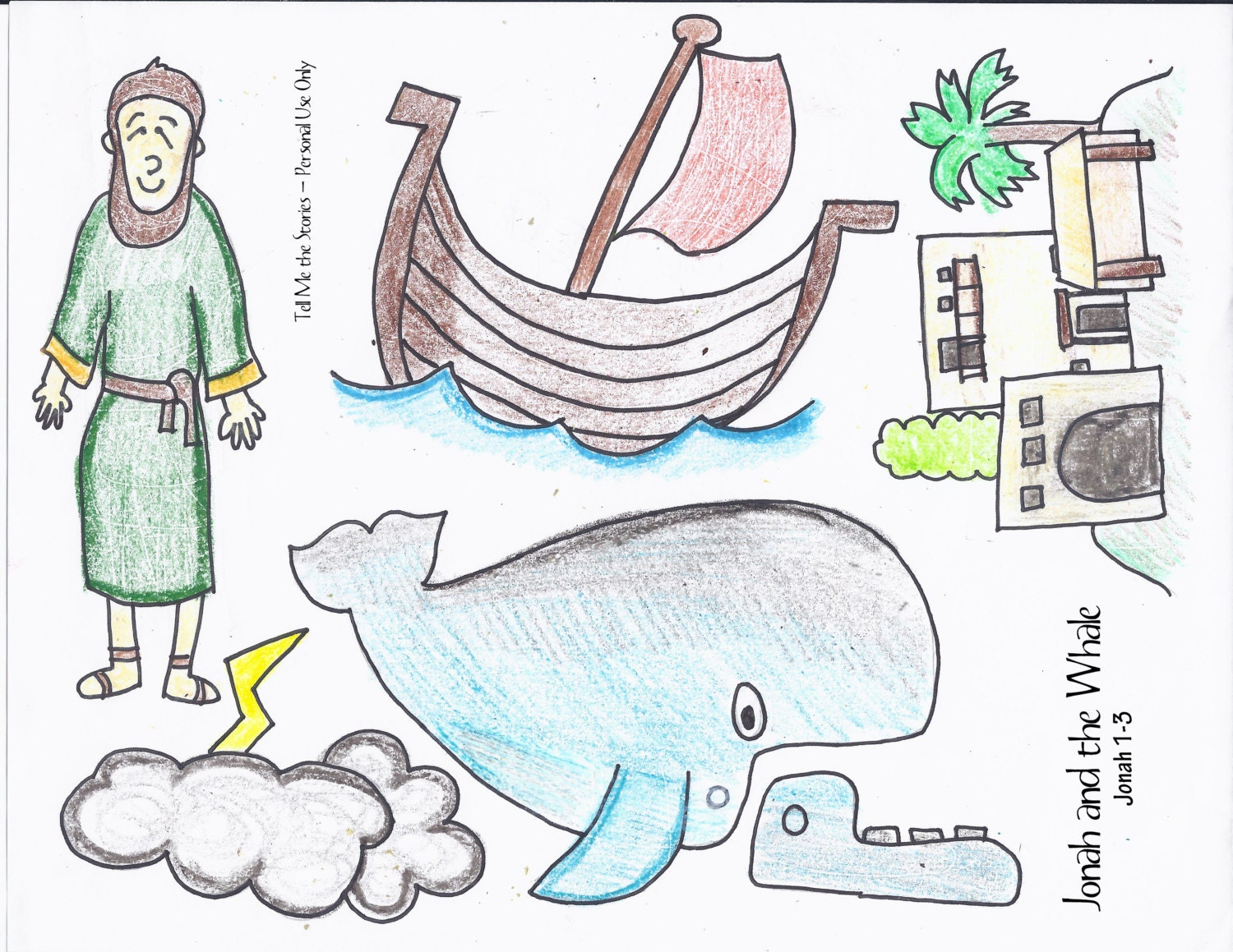 Jonah and the Whale Printable Story Pieces by TellMeTheStories