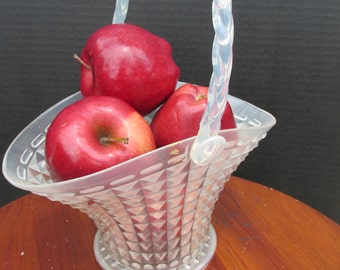 Vintage plastic basket with movable handle
