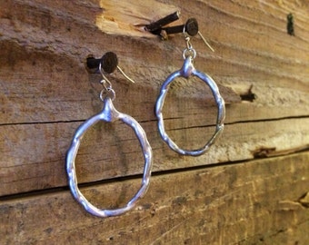 Dainty Brushed Silver Earrings