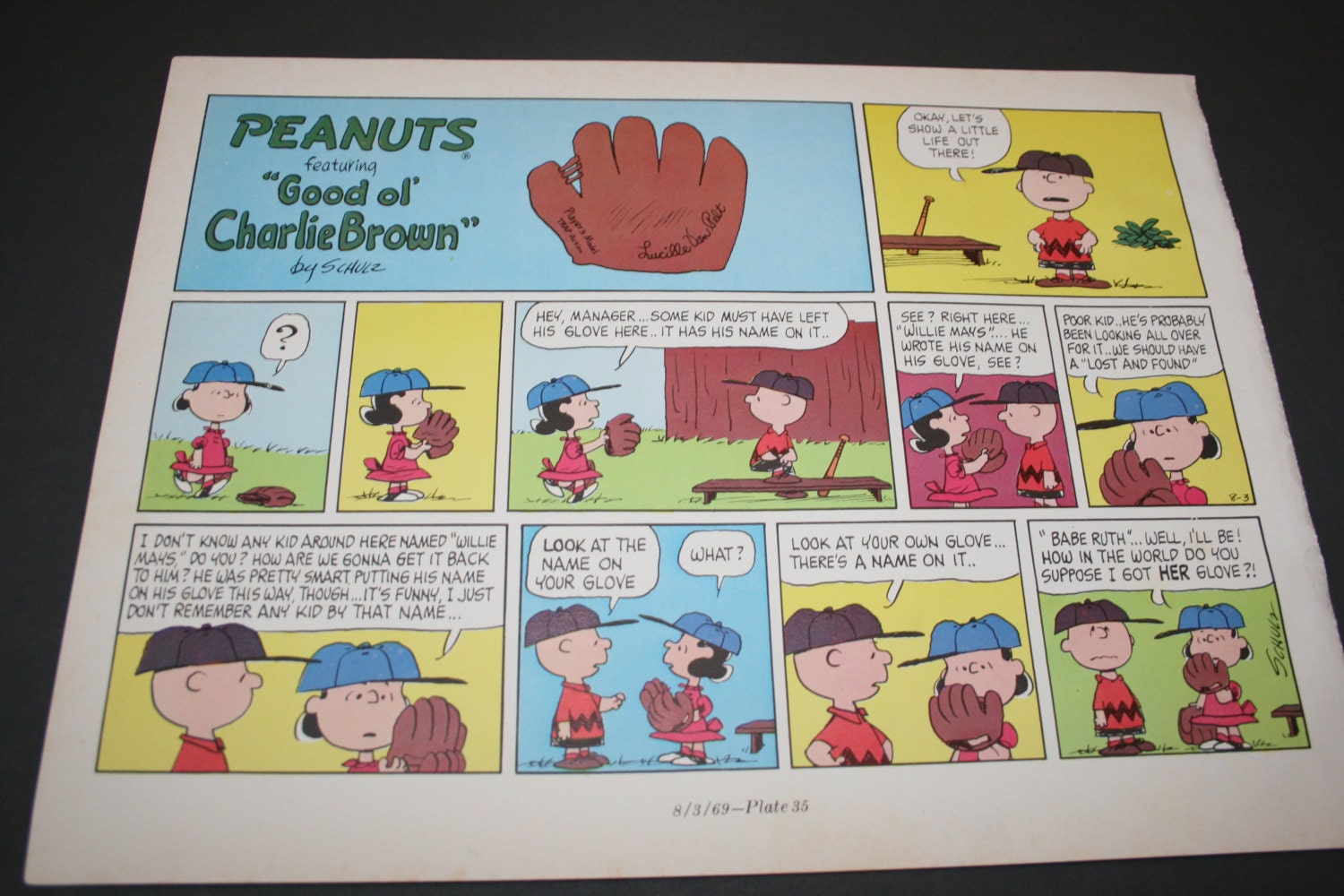 Lucy and Charlie Brown Baseball glove Famous baseball