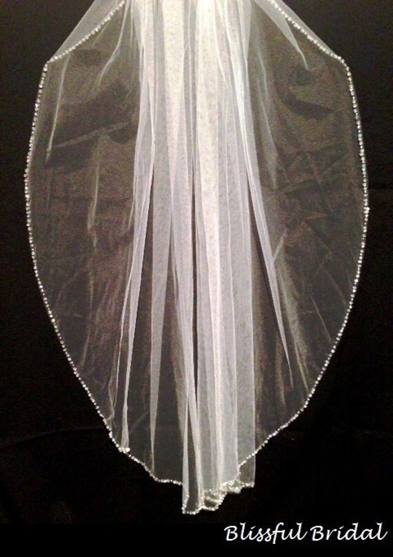 Wedding Beaded Edge Veil Bridal Crystal Edge Veil Pearl Edge