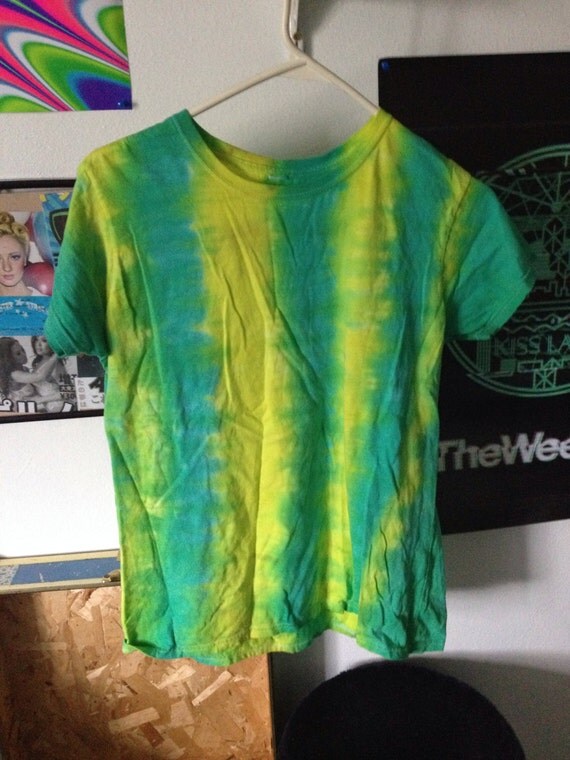 green and yellow tie dye cardigan