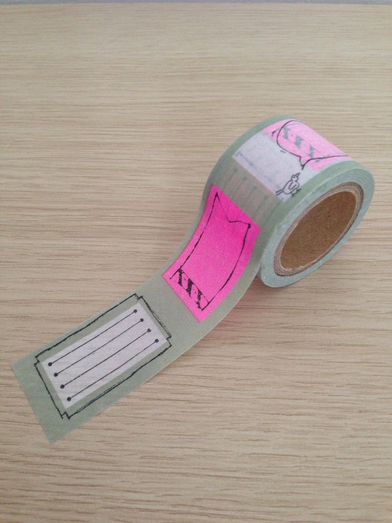 Washi tape with pink labels W04