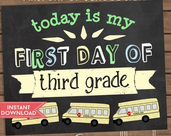 First Day of School Sign - Third Grade - 3rd Grade - Photo Prop ...