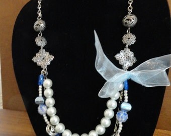 Vintage inspired metal bluebell necklace