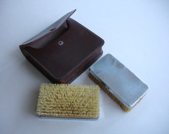 1950s Vintage Brush Set 2 Chrome Brushes with Real Bristles Vintage Grooming
