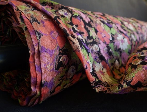 Floral Cotton Cambric Fabric by the Yard Wide Goods Cotton
