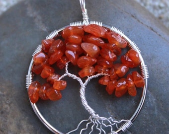 Carnelian Wire Wrapped Tree of Life Pendant