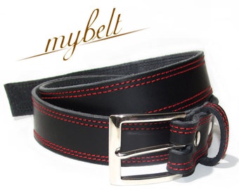 Items similar to Teeth Red and Black Leather Belt for Men and Women on Etsy