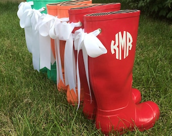rain boots with bows on back