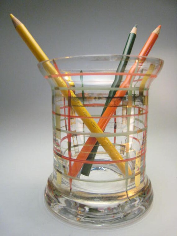Items similar to Vintage Glass Vase/ Pencil Holder on Etsy