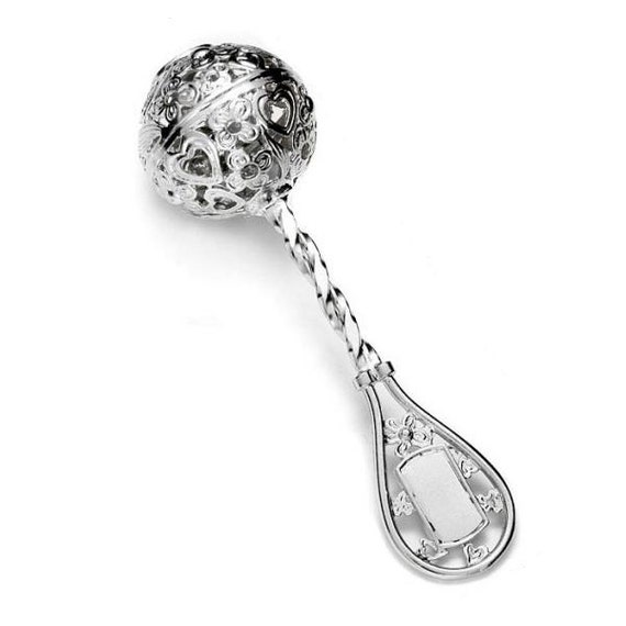 Solid Silver Baby Rattle Engravable Personalized By Lerdandesigns