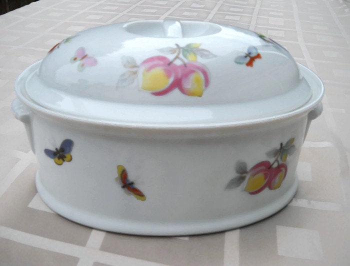 Vintage Fruit Oven To Table Covered Casserole Cookware