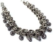 Architectural Chainmaille Choker embellished with Crystal Pave Metal Beads