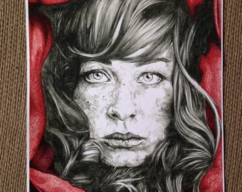 Colored Pencil and Graphite Art Print, Girl with Freckles, 11" x 14"
