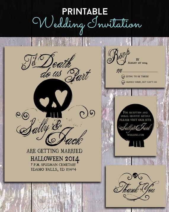 Printable Halloween Wedding Invitation and by LovestruckPixels