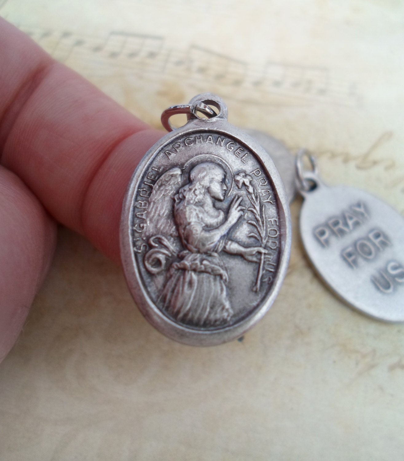 Archangel Gabriel Medal Holy Charm Rosary Parts by MarysPrayers