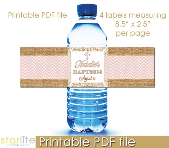 Printable Baptism water bottle labels Christening by starwedd