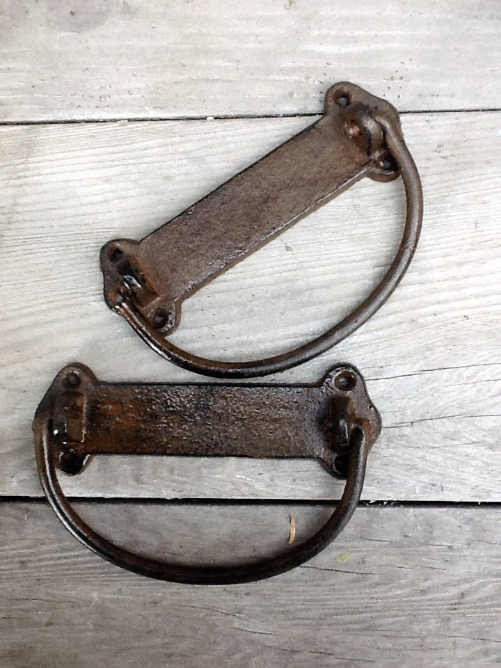 Cast Iron Drawer Pull Handles Shabby Verdigris Country