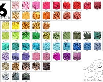 Your Choice of 100 16 Inch YKK Zippers Mix and Match from 65 colors