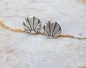 Fan silver stud earrings sterling silver jewelry silver studs romanic gift jewelry earrings handstamped jewelry metalwork gift idea birthday