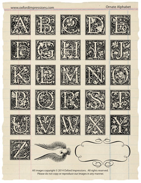 Download Ornate Alphabet rubber stamp collection