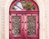 Paris Photography - Cherry Pink Door, Fine Art Travel Photography, French Home Decor, Large Wall Art