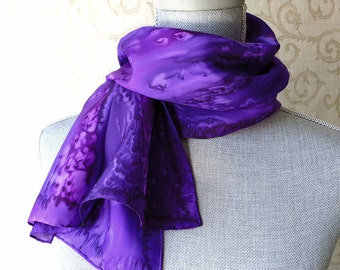 Silk Scarf Hand Dyed in Purples