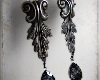 earrings - BAROQUE - ooak, gothic, royal, victorian, neovictorian, dark romance, queen