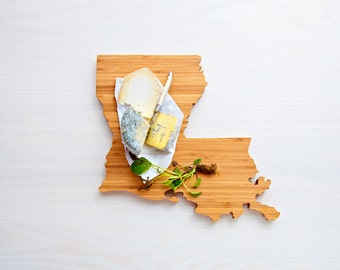 Louisiana Cutting Board 4th of july Gift Personalized engraved Louisiana cheese state shaped board