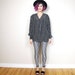 SALE 90s Black Silk Pinstripe Long Sleeve Blouse Minimalist (M/L)