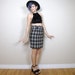 SALE 90s Black and White Plaid Tweed High Waist Skirt Matching Belt (XS)