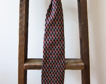 Valentino Cravatte Silk Necktie Legendary Signature V Handmade in Italy Abstract Geometric Shapes Rich Colors Medieval Heraldry Design