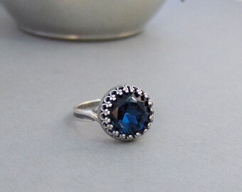 Vintage Sapphire,Ring,Silver,Sapphire Ring,Antique Ring,Blue Ring,Wrapped,Adjustable,Bridesmaid,Blue Stone,Birthstone. valleygirldesigns.
