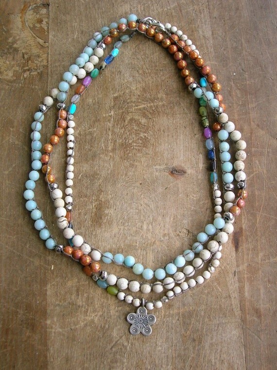 Long wrap necklace Twisted Sister Boho jewelry by 3DivasStudio