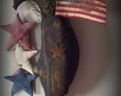 Made to Order Primitive Inspired Black Crow Americana Patriotic Red White Blue Stars American Flag Sweet Annie Rusty Star SCOFG OFG HAFAIR
