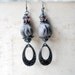 SALE - Rustic Beaded Earrings - Handmade Polymer Clay Beads - Altered Metal Charms - Amethyst Glass Beads - Assemblage Earrings