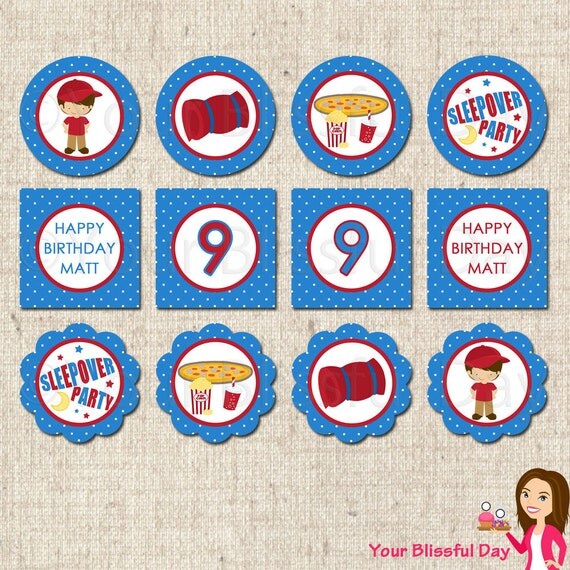 PRINTABLE Personalized Boy Sleepover Party Circles Il_570xn