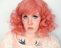 SALE Pink wig, Curly wig, curly pink wig, pastel wig, pastel pink
