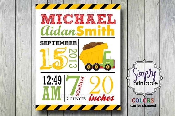 Construction Truck Nursery Wall Print for Boys Il_570xn