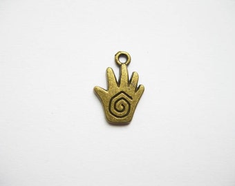 SALE - 10 Henna Hand charms in Bronze Tone - C1232