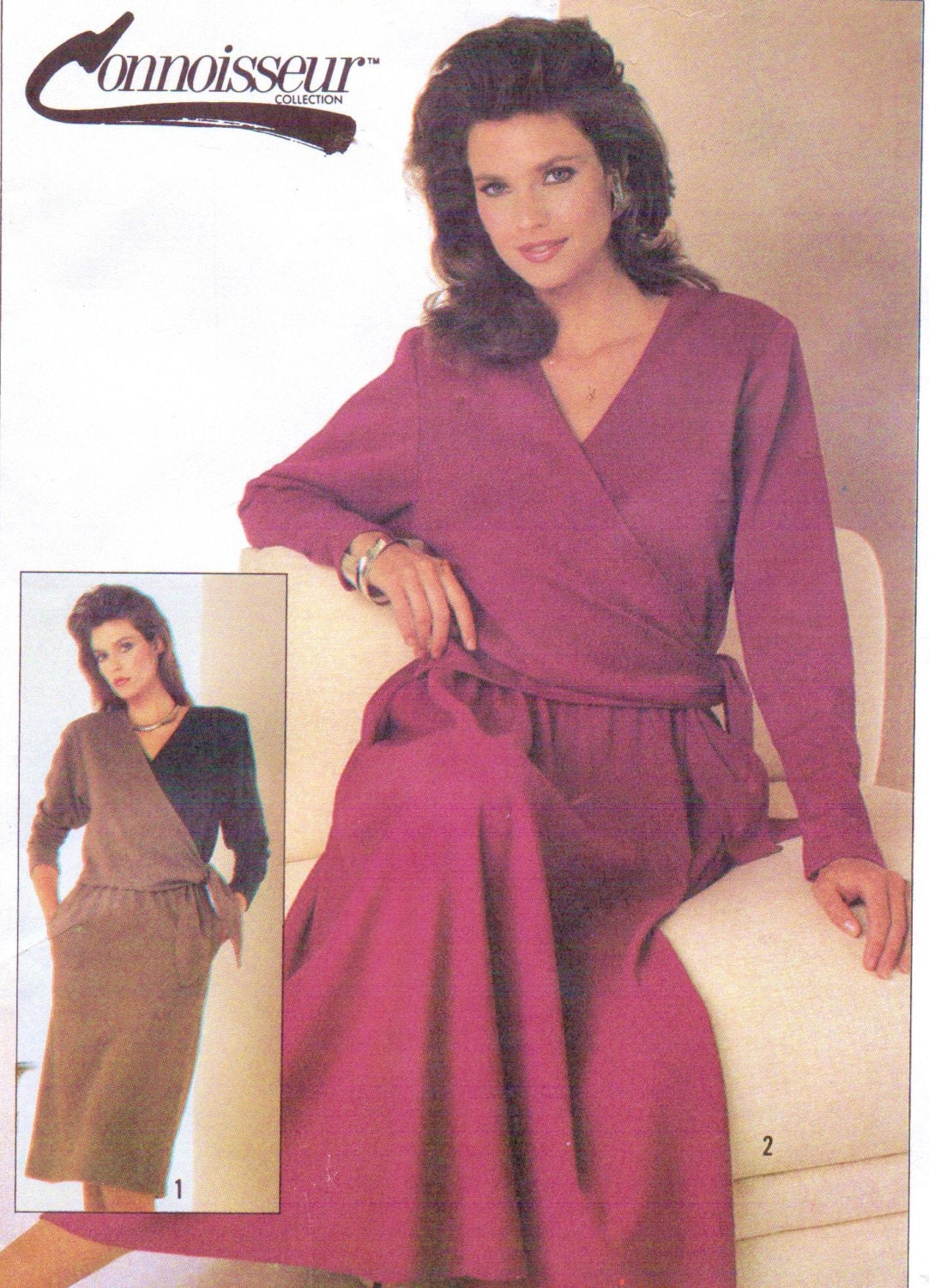 Download 80s Womens Mock Wrap Dress with Straight or Half Circle Skirt