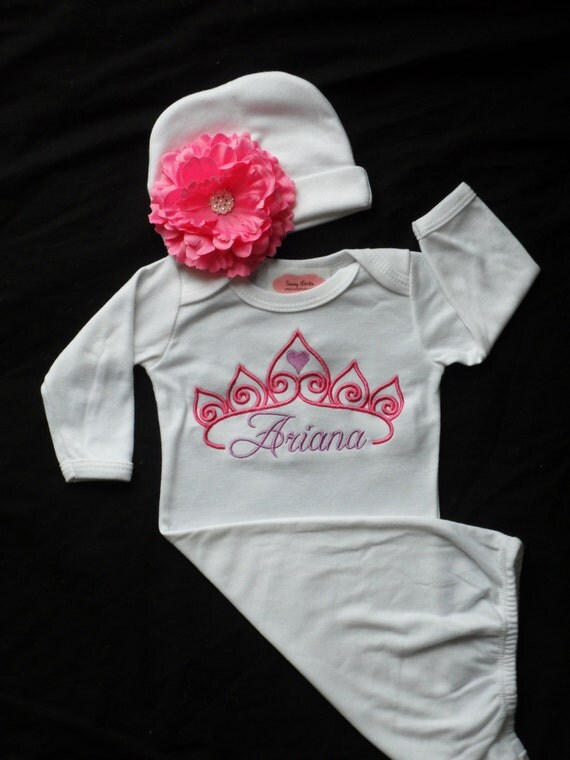 Items similar to Personalized Baby Girl Clothes Layette Gown Princess