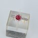 Ruby Engagement Ring In 14k Gold and Diamond Halo Setting Matching Band Available Bridal Jewelry Wedding Set