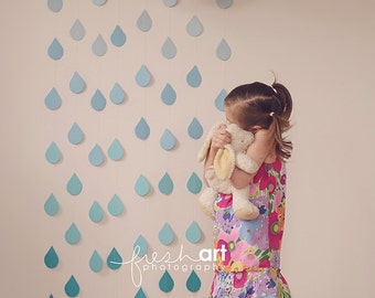 ONE Raindrop Garland, baby sprinkle decorations, paper raindrops, sprinkle shower, baby shower decorations, girl baby shower decor